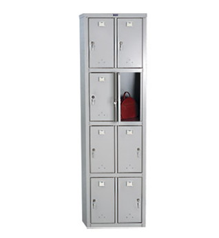 Шкаф для одежды металлический двухсекционный восьмидверный ПРАКТИК LS-24